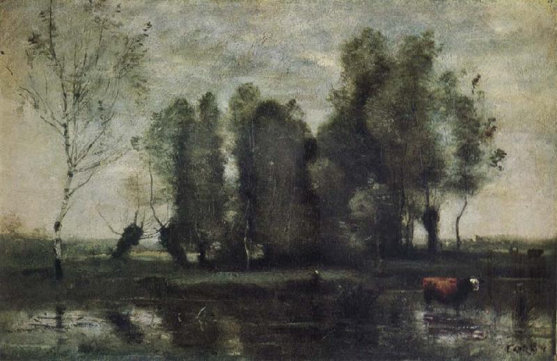 Jean Baptiste Camille  Corot Trees amidst the Marsh oil painting picture